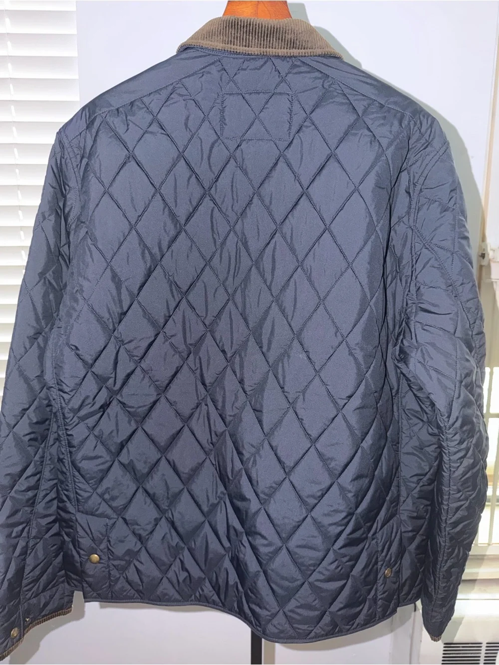Ralph Lauren NWT Men's Quilted Navy Jacket with Brown Corduroy Collar